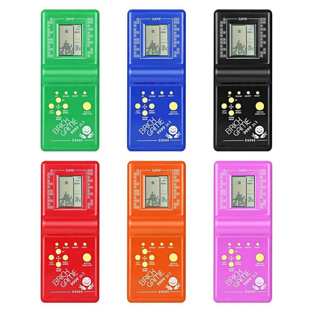 Kakbeir 6 st/mycket klassisk handhållen spelmaskin tetris tegel spel barn spelmaskin leksak med spelmusikuppspelning: 6 st slumpmässig färg
