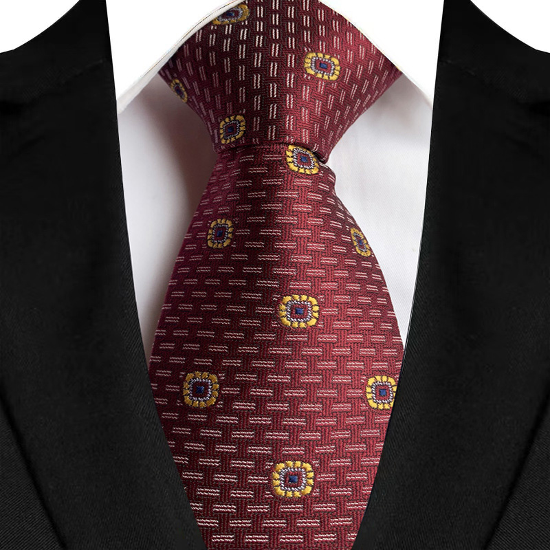 Cravate de luxe pour hommes, 8CM, couleur rouge, rayures à pois, couleur unie, Paisley, pour marié, tissée en Jacquard, pour fête d'affaires et de mariage: Jaune vif