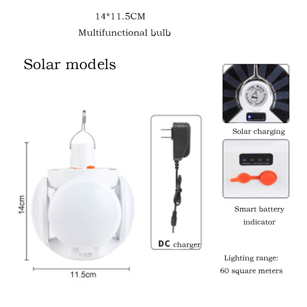Oplaadbare led-lamp op zonne-energie, draagbare noodverlichting voor de nachtmarkt, buitenverlichting voor kamperen en thuisgebruik, op zonne-energie opladen voor tenten: Zonnemodellen