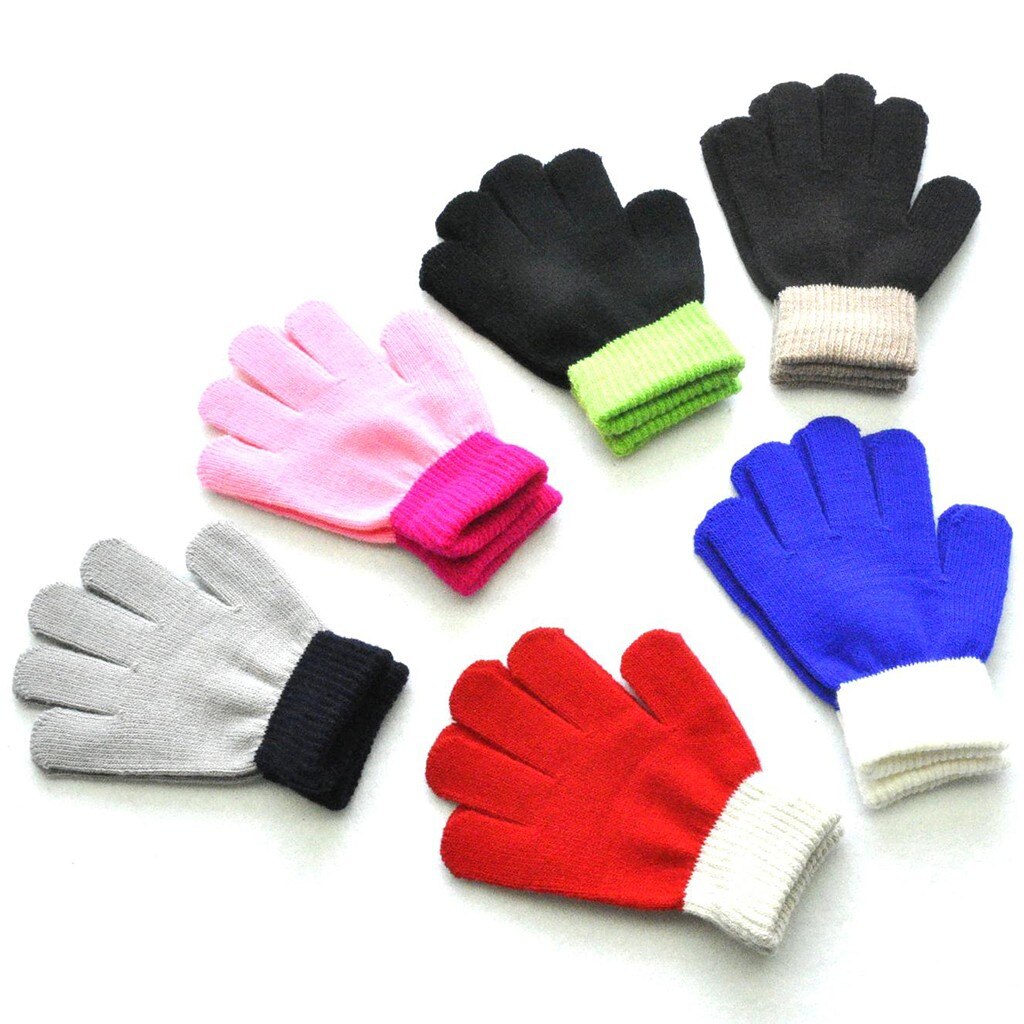 Kinderen Kids Magic Winter Handschoenen Colorblock Volledige Finger Warm Gebreide Handschoenen Jongens Meisjes L1031