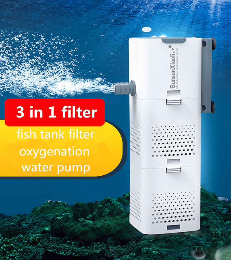 SUNSUN 3 in 1 Filter voor Aquarium Fish Tank Filter Mini Aquarium Filter Aquarium Zuurstof Dompelpomp Waterzuiveraar