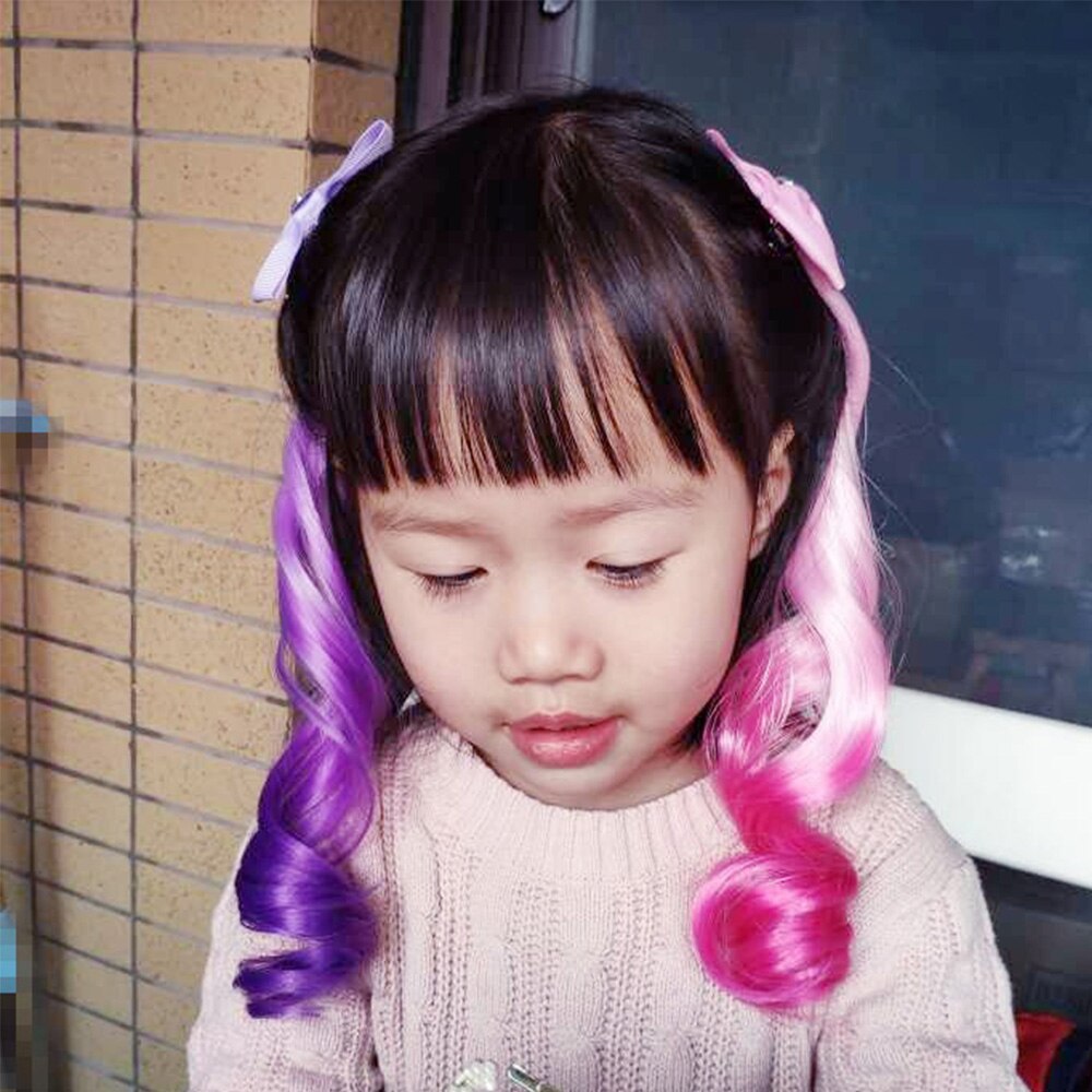Lovely Girls Colorful Bow Curls Princess Hair Ornament Headband Hair Clips Girls Kids Performance Wig Headwear Accessories