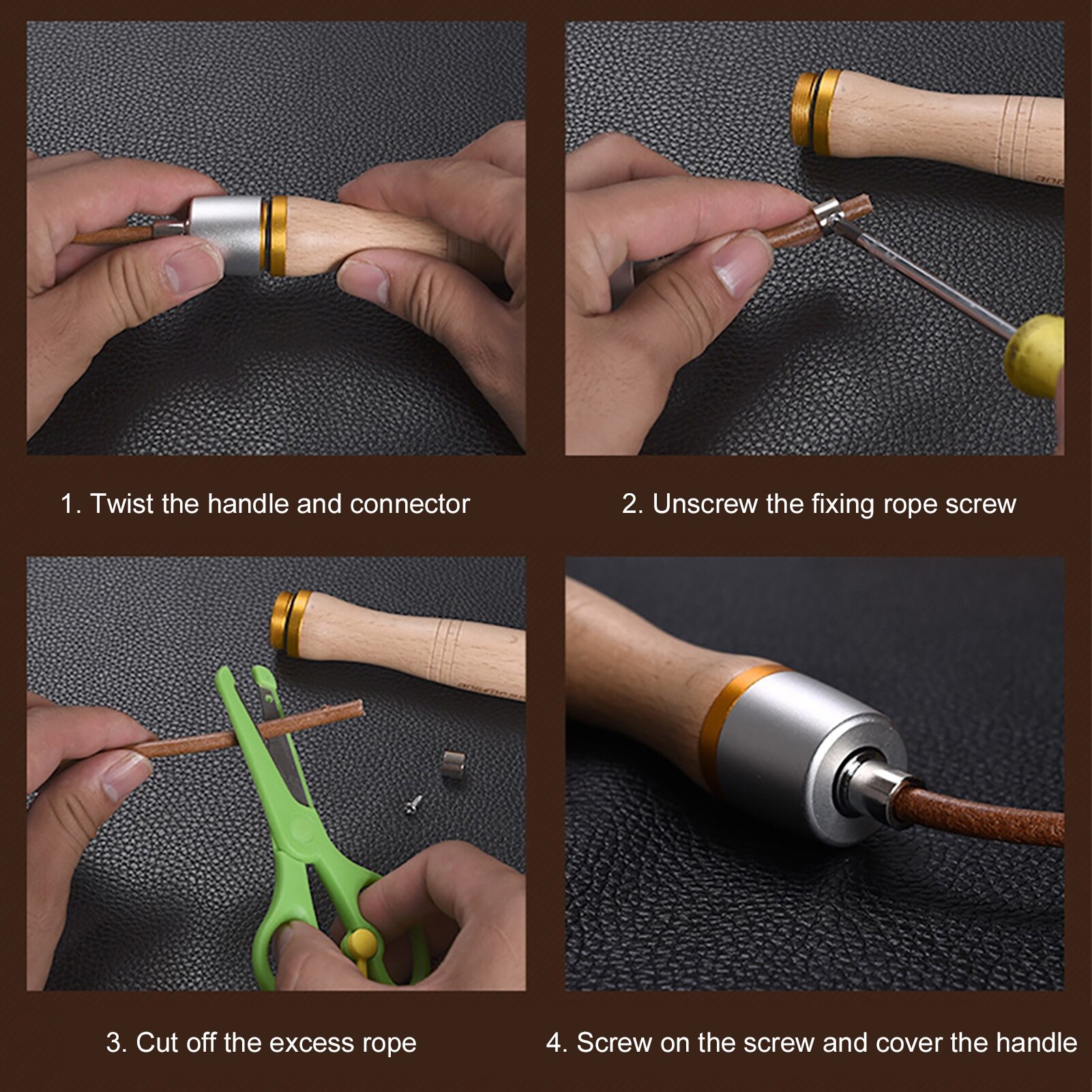 Cuerda de saltar de cuero de imitación para adulto, rodamiento de Metal Universal, mango de madera ajustable