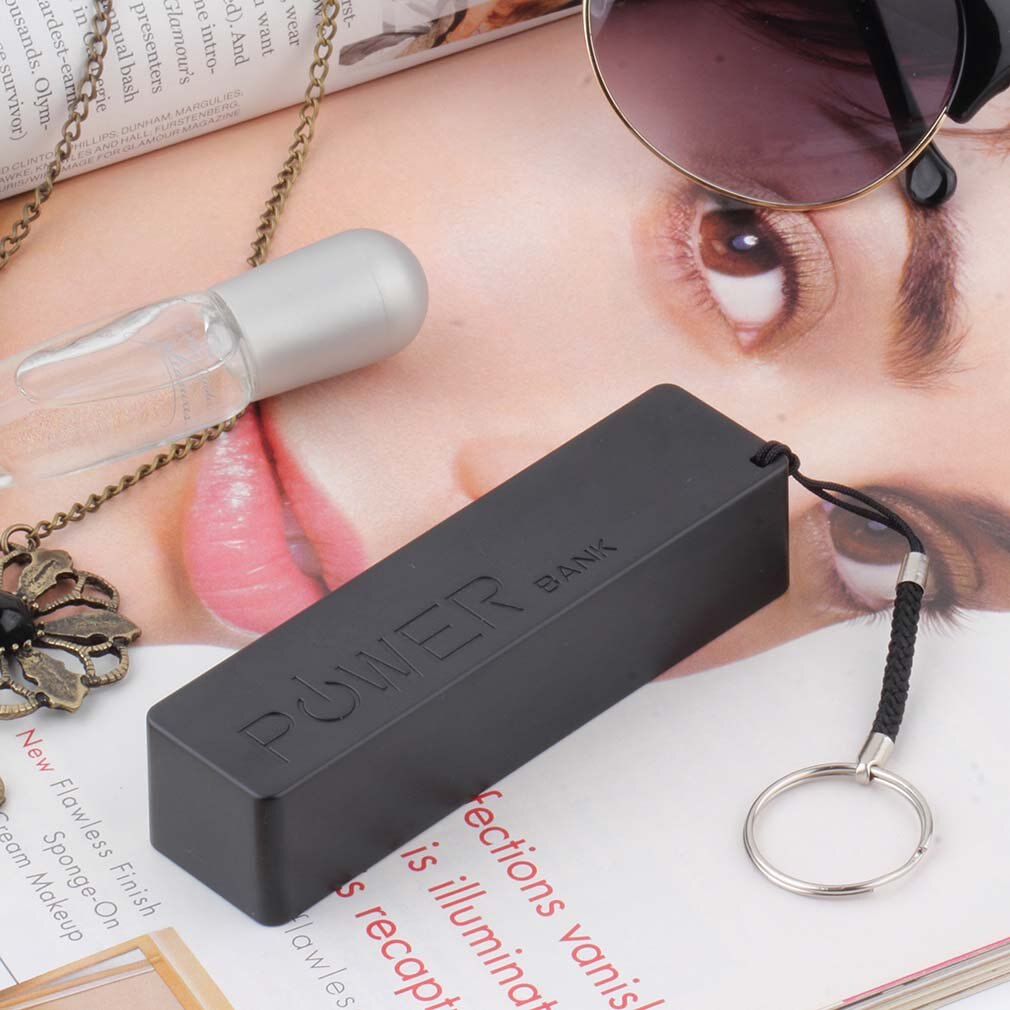 Heiße Neue 1Pc Tragbare Modische Parfüm Platz Geformt Handy, Mobiltelefon Energie fallen Kasten USB 18650 Batterie Abdeckung mit Schlüssel Kette für iPhone
