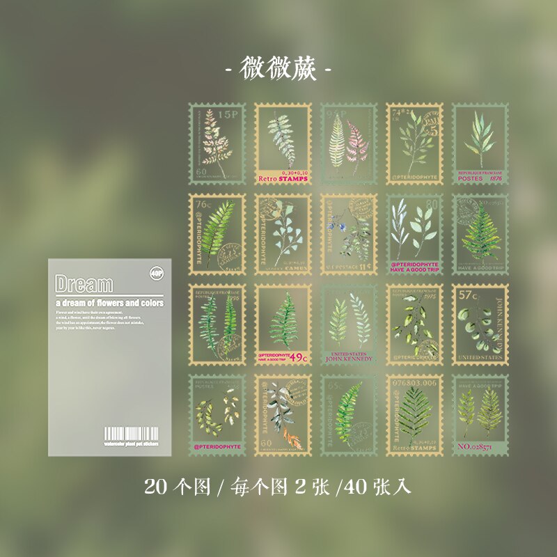 40pcs PET transparent Flowers Stamp Sticker aesthetic Decorative Stickers for Scrapbooking Calendars Arts Diy Crafts: 3