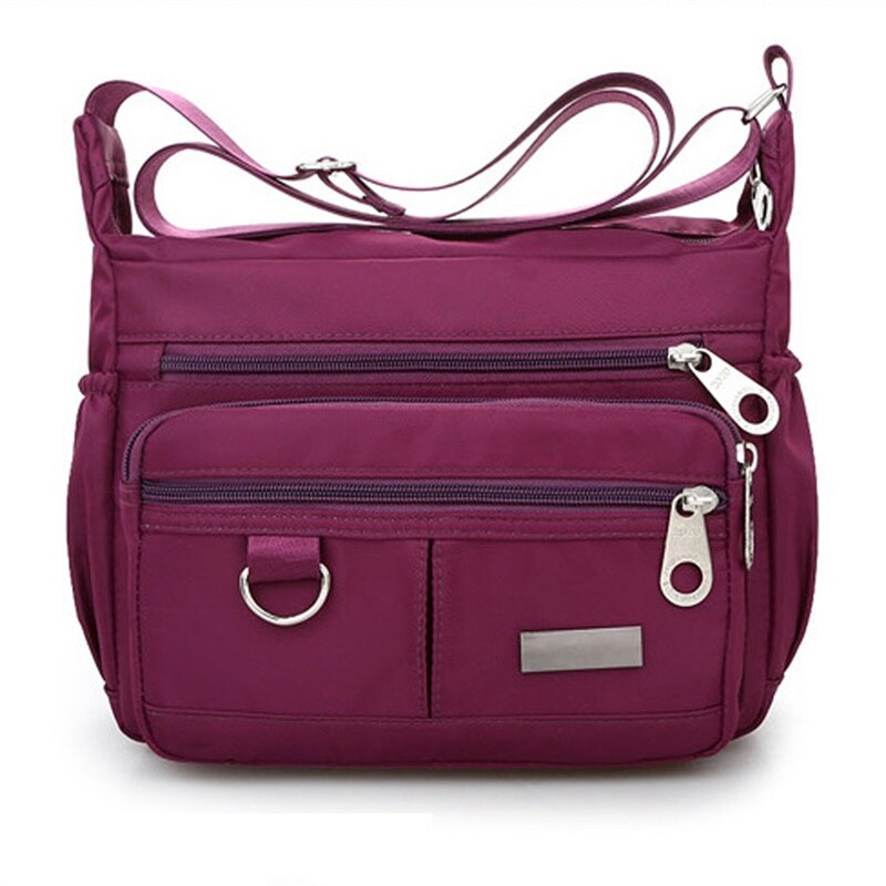 Vrouwen Schoudertas Waterdichte Nylon Messenger Bag Casual Schoudertas Grote Capaciteit Mode Handtas Dame Messenger Bag: Purple