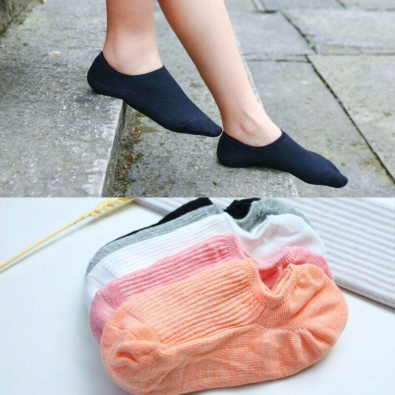 Calcetines náuticos de algodón para mujer, calcetín antideslizante, Invisible, liso, Color caramelo, Calcetines de corte bajo, informal, a rayas, transpirable, 5 pares: 4