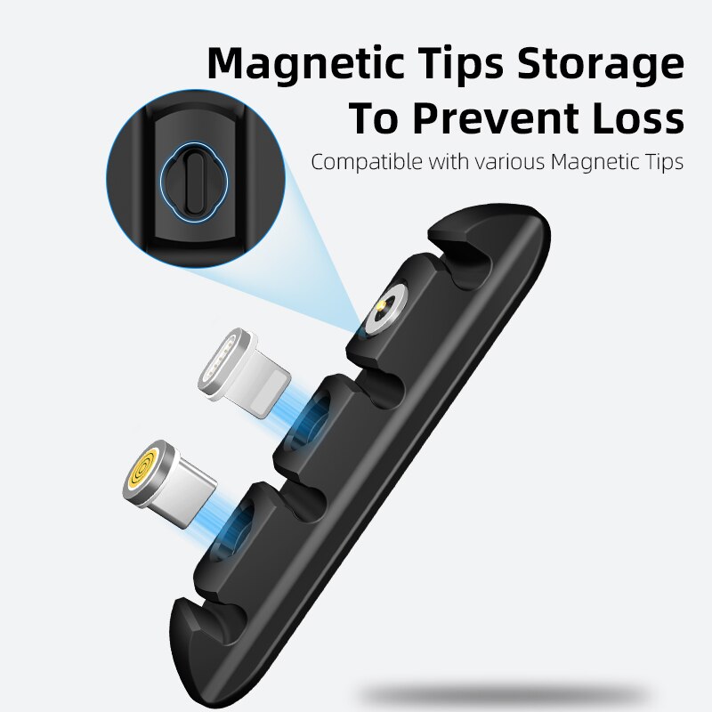 Étui 3 en 1 pour prises de câbles magnétiques Micro USB Type C, boîte de rangement Portable pour prises de câbles magnétiques, étui pour connecteurs et embouts