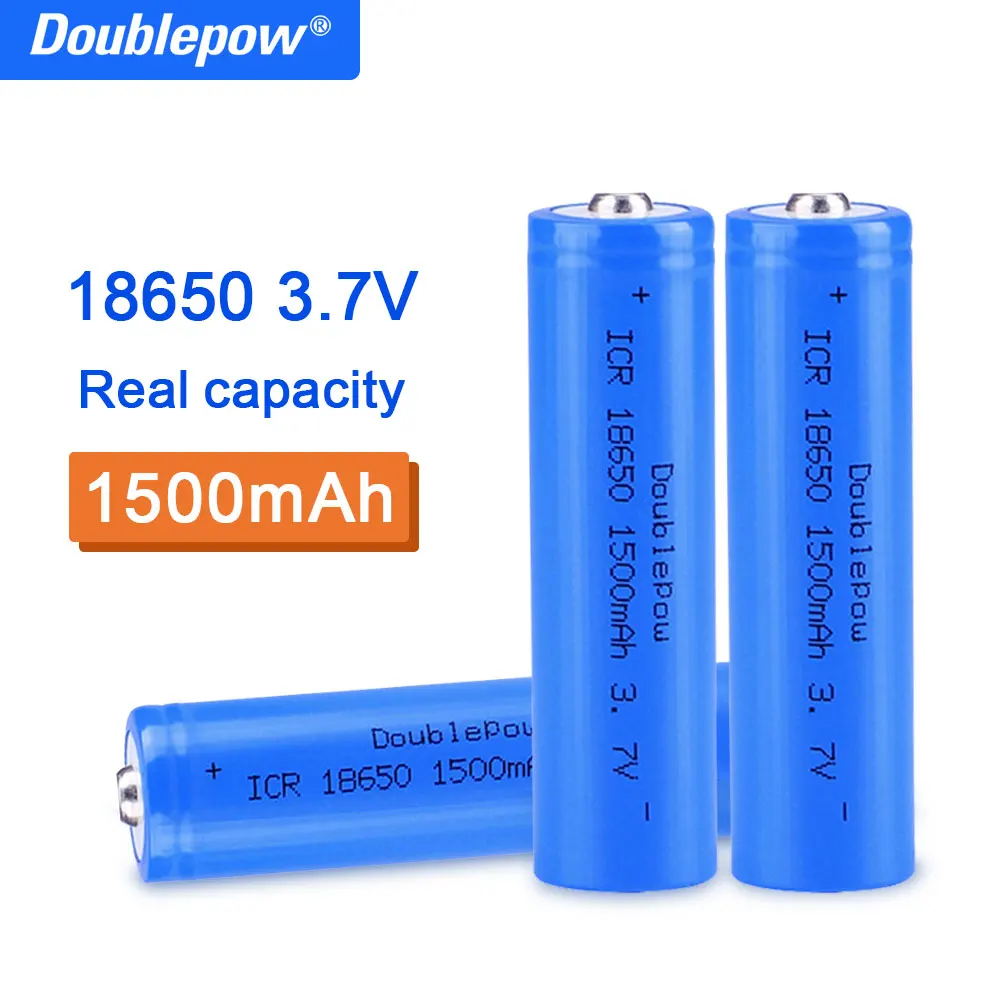 3.7V 18650 1500mah Rechargeable Lithium Battery for Flashlight Solar Lights Small Fans True Capacity 100% Original