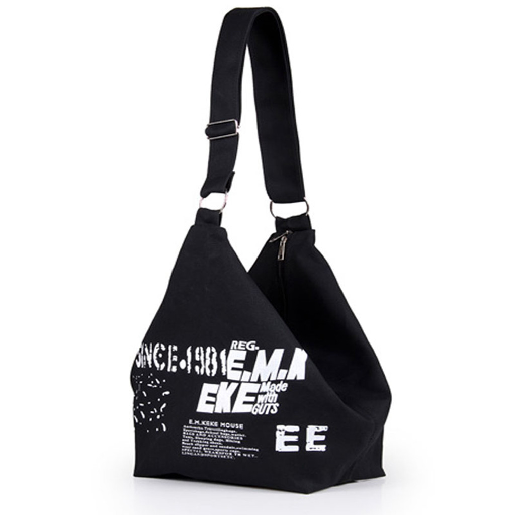 Femmes décontracté grande capacité toile lettre grande capacité sac de voyage pour la vingtaine filles fourre-tout sacs à main sacs à bandoulière Bolso: Black