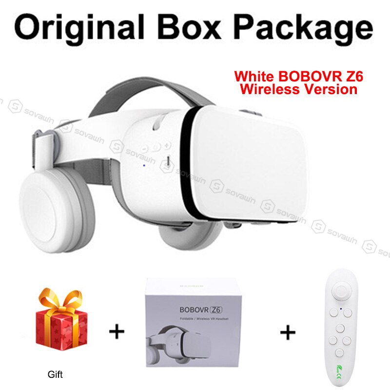 Original BOBOVR Z5 aktualisieren BOBO VR Z6 3D Gläser Virtuelle Realität Fernglas Stereo VR Headset Helm Für iPhone Android: Weiß Z6 035 Kasten