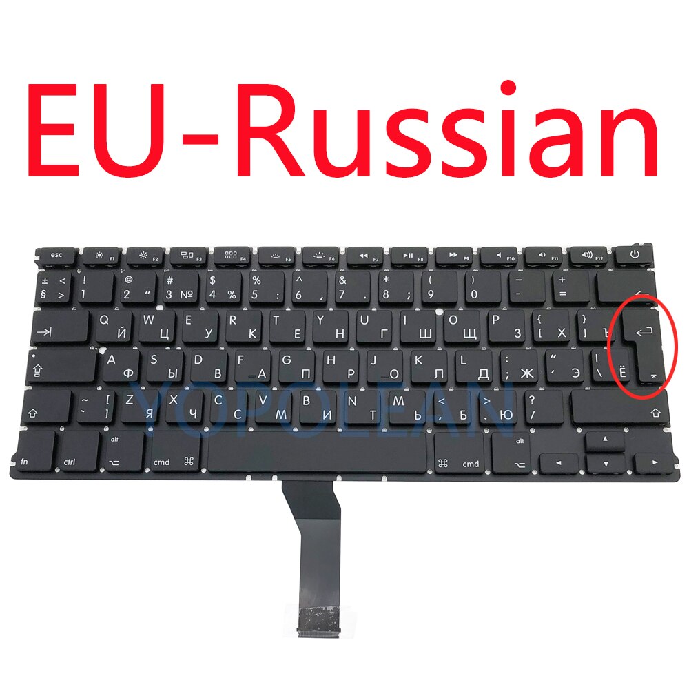 Klawiatura Zamienna US UK Rosyjski Hiszpański Francuski Niemiecki do Macbook Air 13" A1369 A1466: Żółty