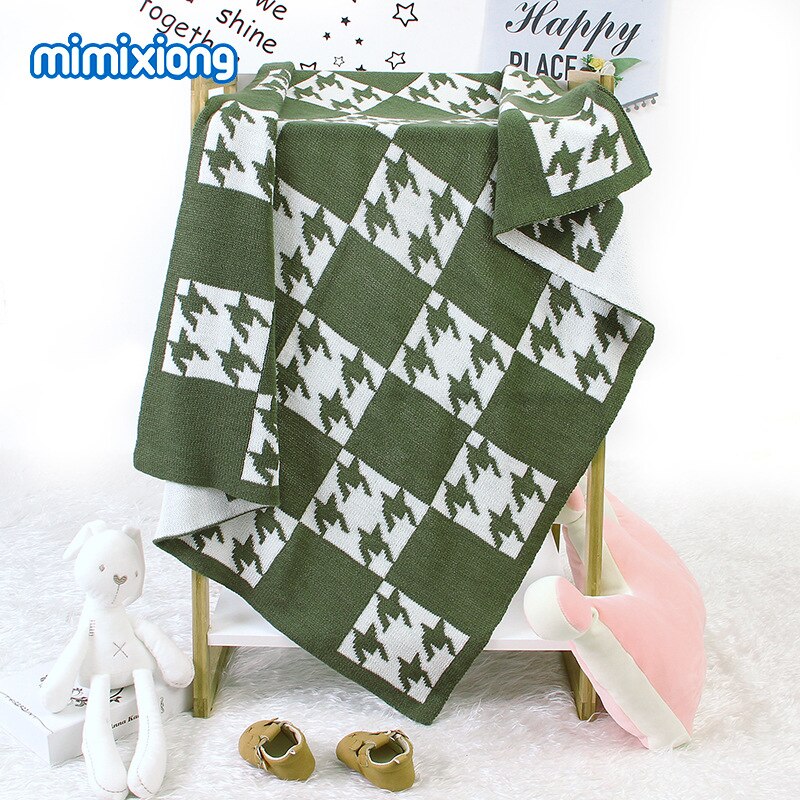 Ins boys' and girls' Knitted thousand bird Blanket Baby Stroller Cover