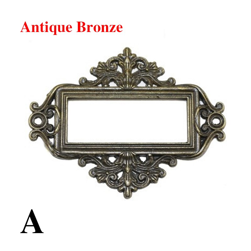 5pcs/Set Retro Furniture Cabinet Drawer Box Case Iron Metal Tag Label Pull Frame Handle File Name Card Holder