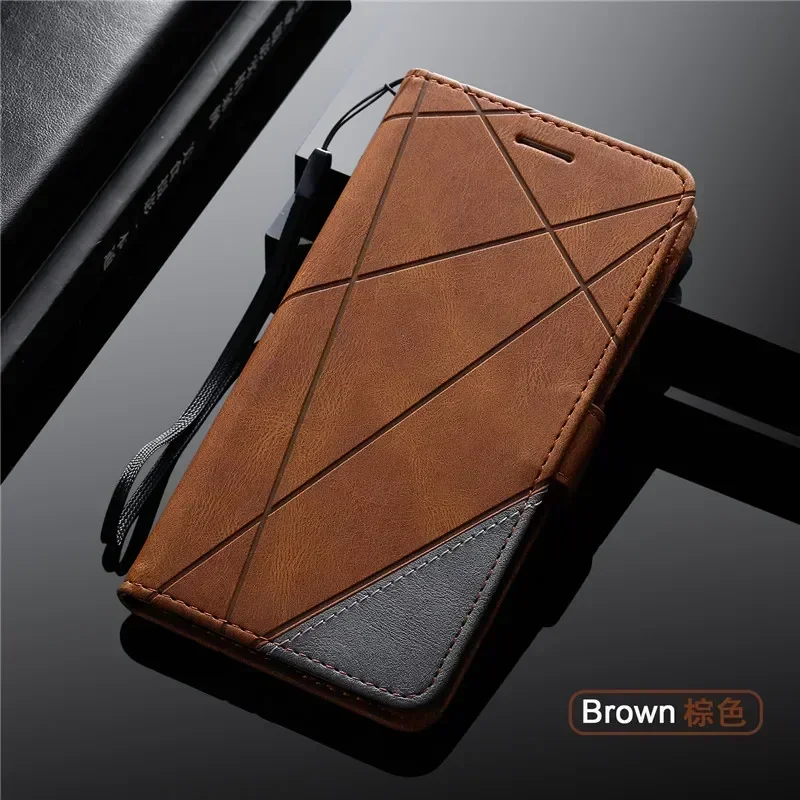 Para Coque Xaomi Redmi 13C 14C Funda de lujo con tapa tipo billetera Funda de cuero para Funda Xiaomi Redmi 14C 13C 12C Redmi13 12 Funda de teléfono: Microfibra / Castaño