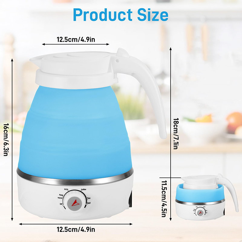 Bollitore elettrico pieghevole da viaggio, bollitore elettrico pieghevole da viaggio portatile Bollitore in silicone per uso alimentare Pieghevole Acqua bollente veloce
