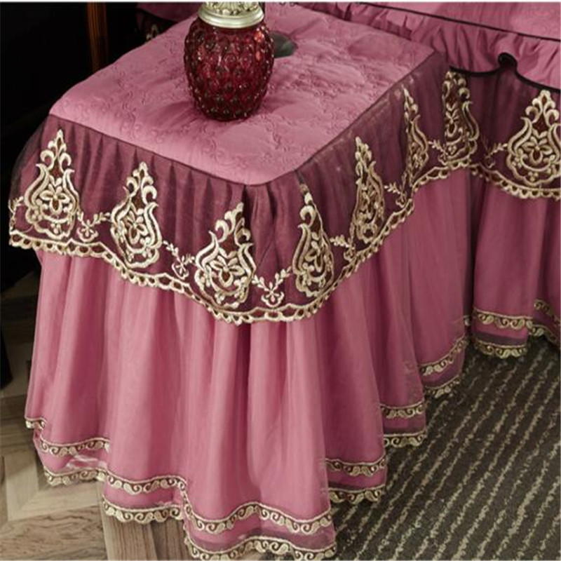 Thickend blonder bordklud euro stil alt inklusive bordskørt 50 x 60cm bordstøvbetræk sengelinnedekorativ bordklud: Bleg mauve