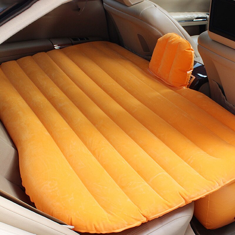 Motolovee PVC Thick Flocking Cloth Split Detachable Airbed Car Inflatable Bed Travel Bed Camping Car Air Mattress Car Sofa Bed: Gold