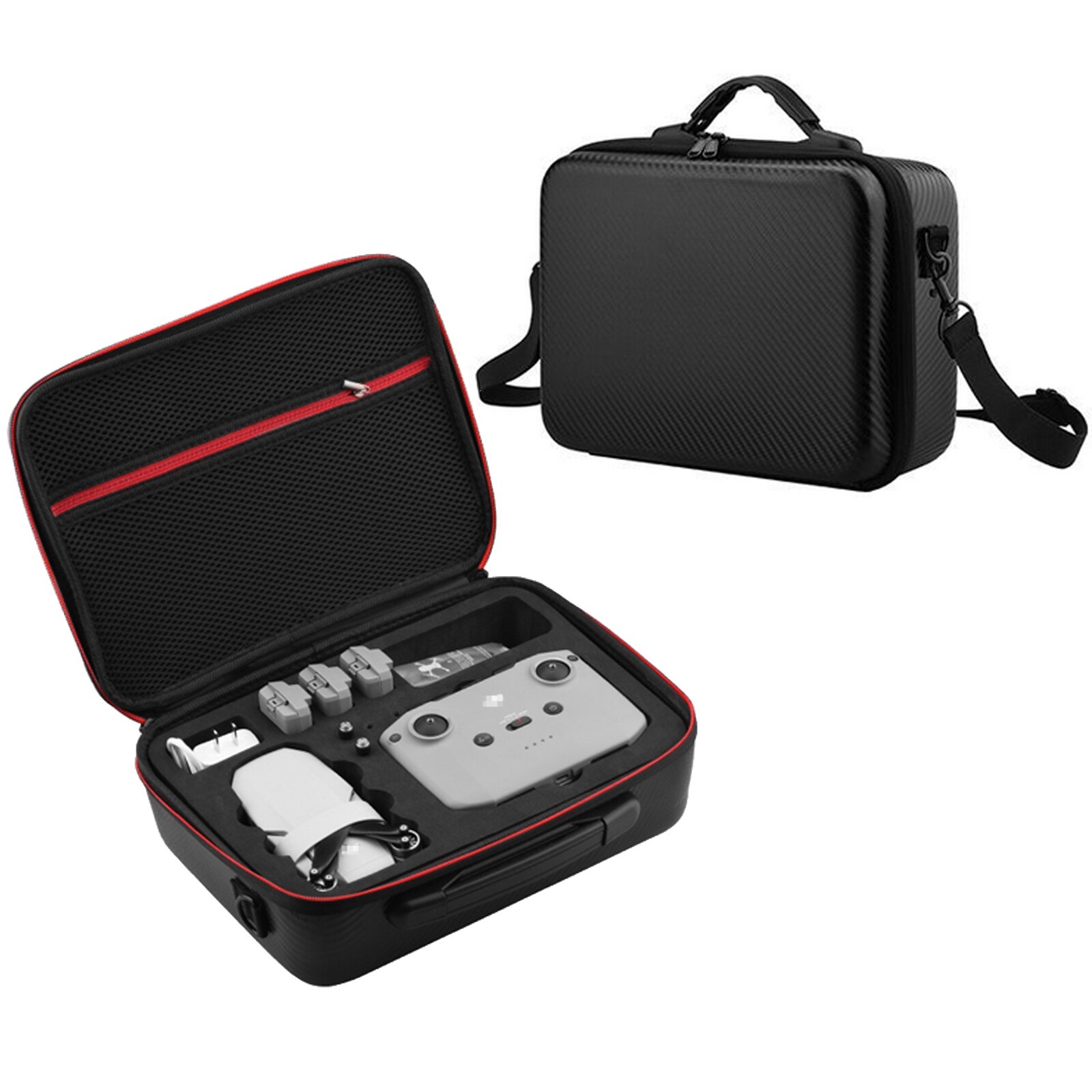 Brdrc Draagbare Opslag Beschermende Hard Case Reizen Draagtas Met Schouderband Voor Dji Mavic Mini 2 Accessoires: PU Leather
