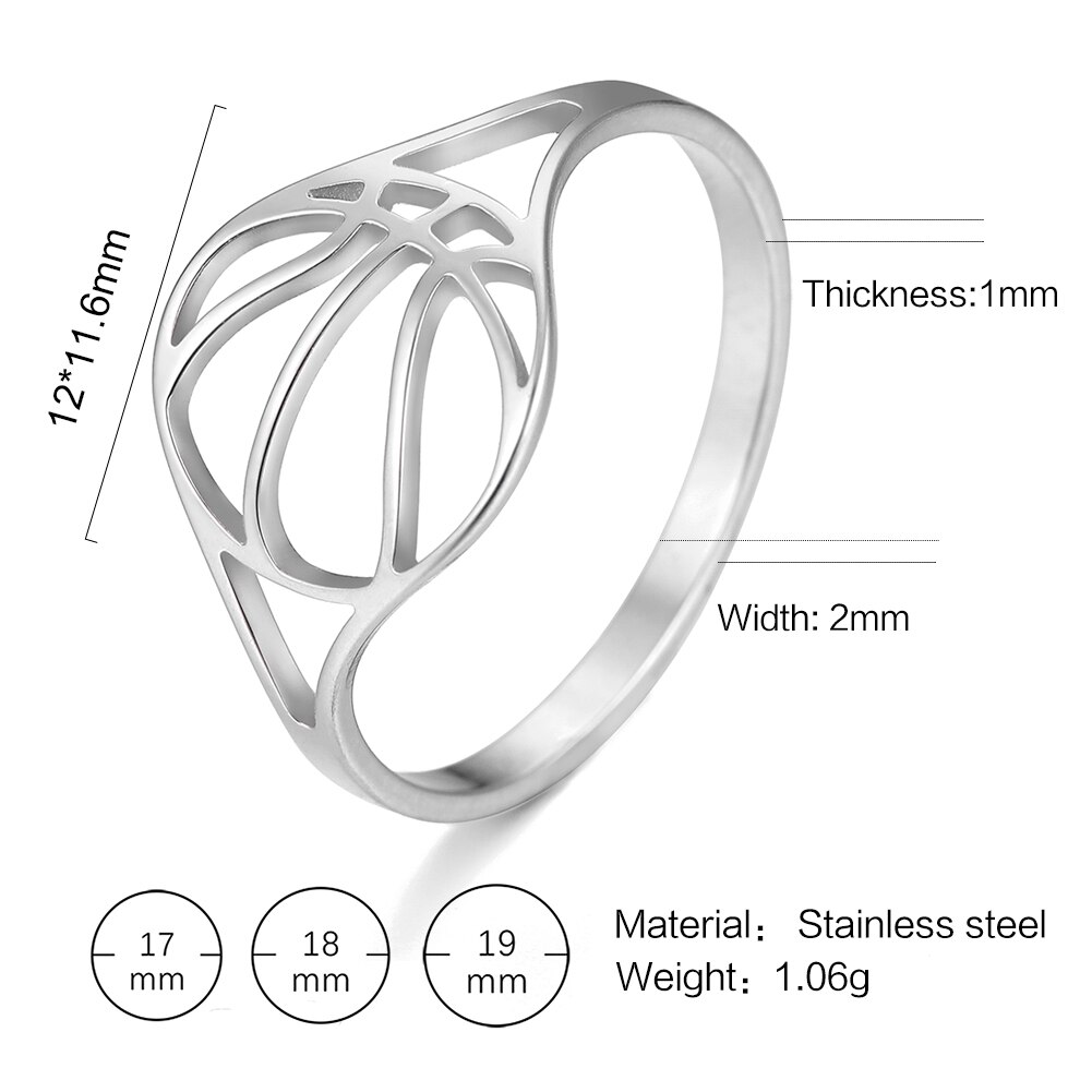 COOLTIME Basketball Sports Hollow Ring Silver Color Stainless Steel for Men Women Girls Boys Rings Championship Jewelry: 9