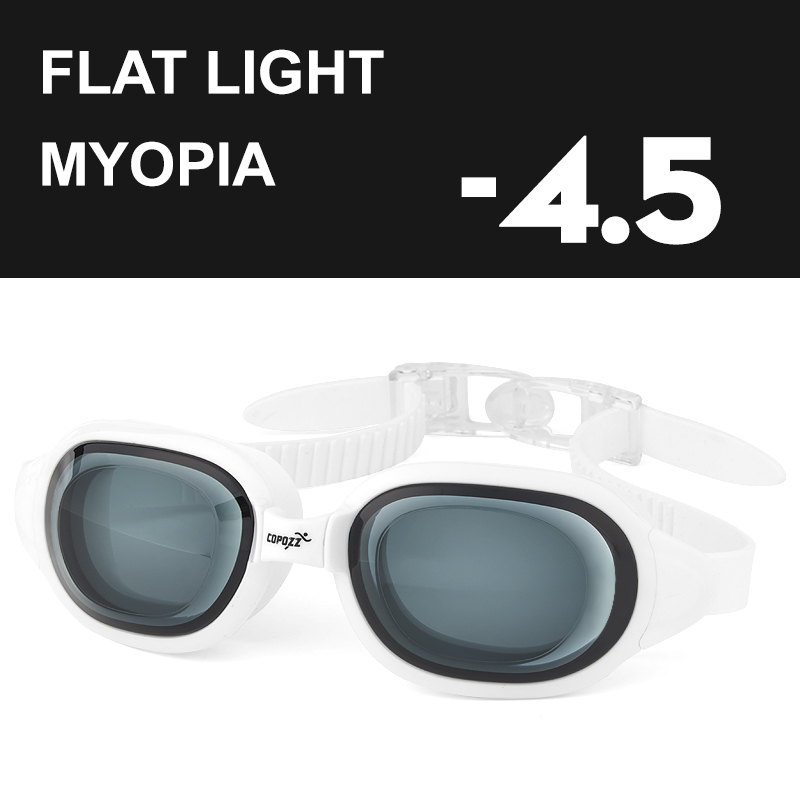 COPOZZ Swimming Goggles Myopia 0 -1.5 to -7 Men Women Anti fog UV Protecion Waterproof Swimming Glasses Diopter Swim Eyewear: Myopia White -4.5