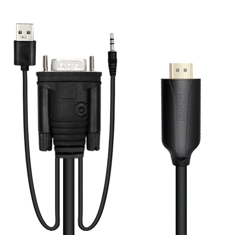 1.8m vga-hdmi-kaapeli vga 2 hdmi audio-videosovitin, 3.5mm ääntä full  hd 1080p hdtv-tietokoneeseen
