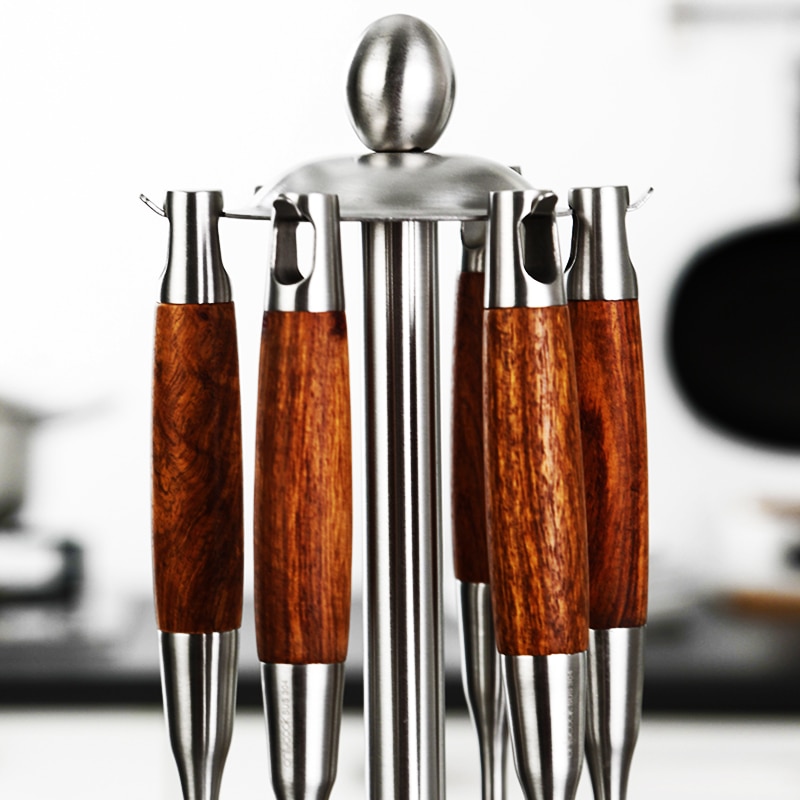 Juego de utensilios de cocina de acero inoxidable 304 con mango de palisandro, cucharón, espátulas, pinzas, utensilios de cocina antiadherentes, 1 Uds.