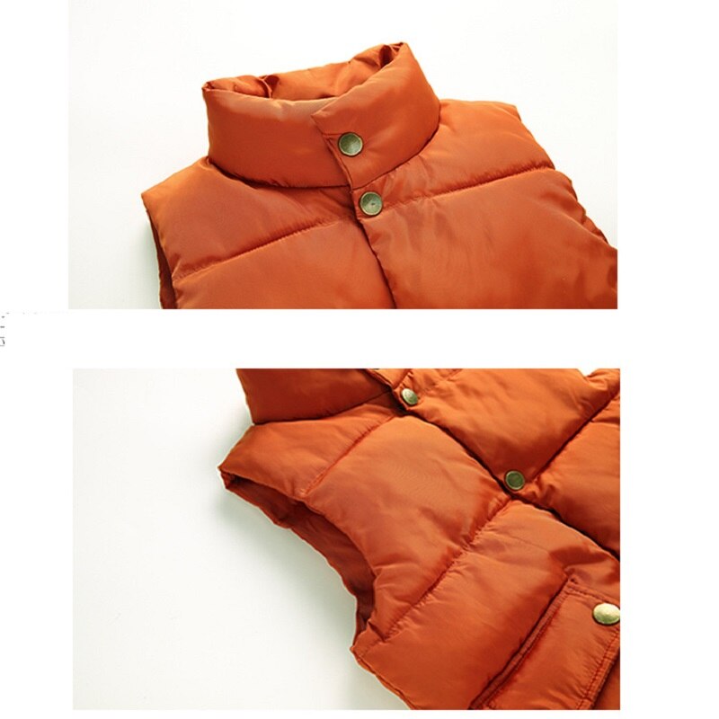 Gilets d'automne à col montant unisexe pour enfants, vêtements d'extérieur en coton , 4-11 ans, pour garçons et filles