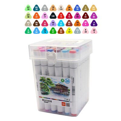 MOKEELO 895 Double-headed Triangle Pen Marker Set 12/18/24/36/48 Colors Art Painting Markers Pens Drawing Students Supplies: 36colors