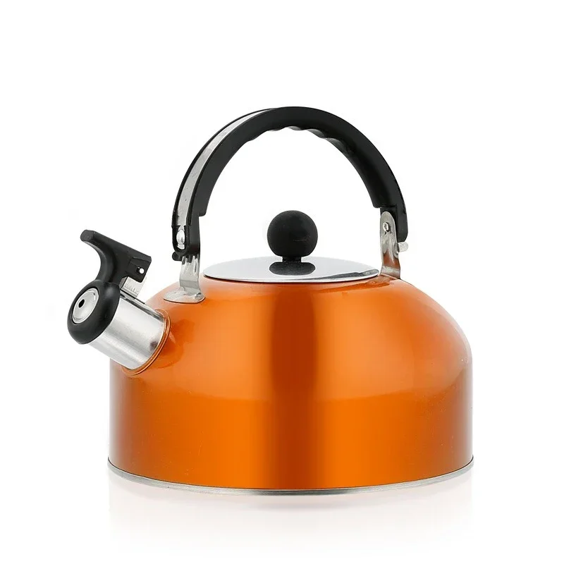 Stainless Steel Teapot Induction Cooker Heating Water Kettles Whistling Teapot for Travelling Camping Kettle Ergonomic Handle: Orange