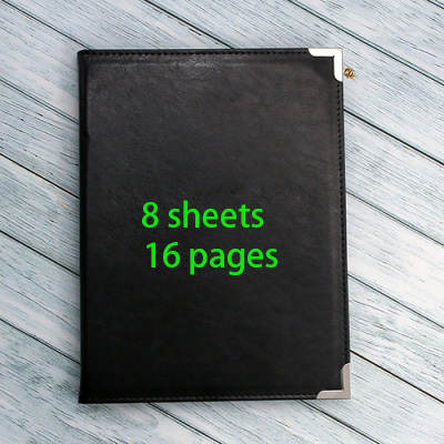 Beauty Salon Price List Folder Display Menu Book PU Leather Material: 8 sheets black