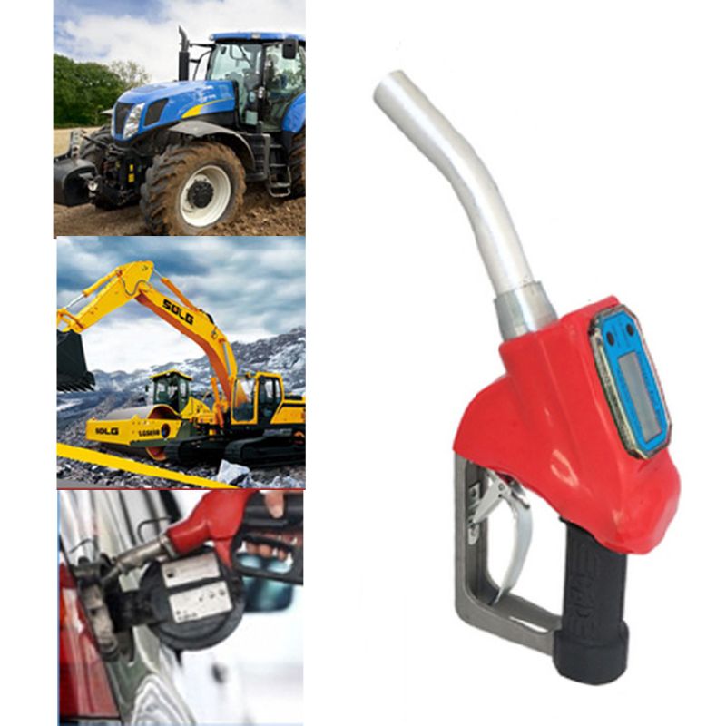 Digital Fuel Gun Flow Meter Diesel GasolineTransfer Automatic Trip Gas Stations
