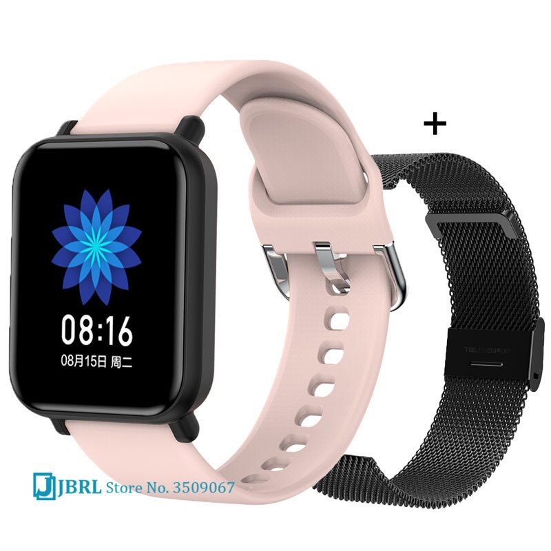 Children Full Touch Smart Wristband Girls Boys Smart Watch Swimming Kids Smartband Teen Fitness Bracelet Bluetooth Android IOS: pink add strap 3