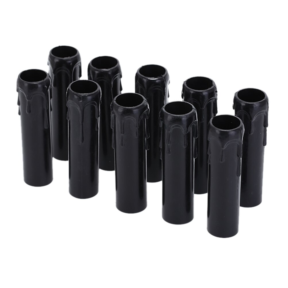 10Pcs/Lot Table Lamp Base Candle Lamp Holder 25*100 Black White Sleeve Candle Bulb Base Cover Chandelier Part Candle Tube: Black