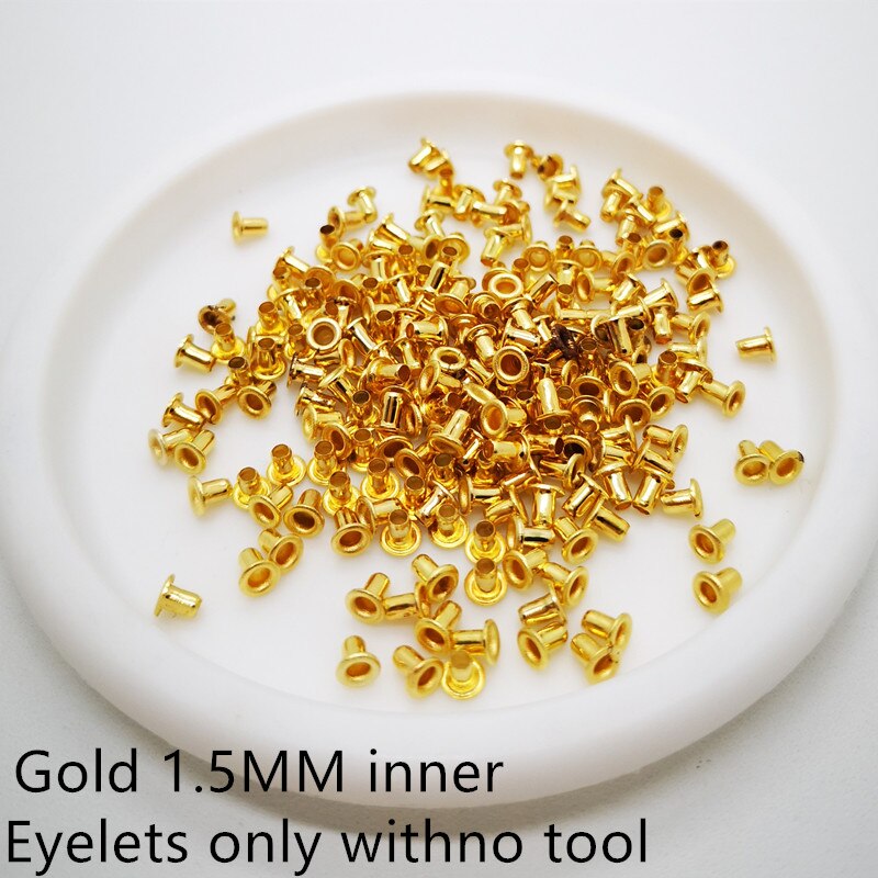 Mini Ösen Niet-Tasche Dekorative Huhn-Eye-Schnalle MINI 400 stücke mit Werkzeug-Kits: 1.5mm gold