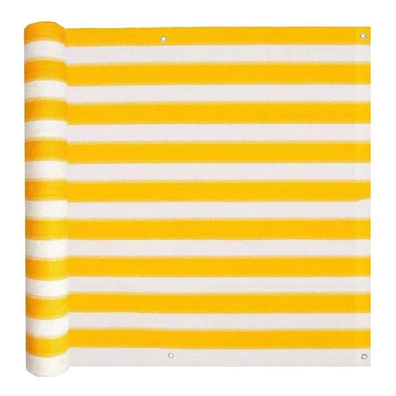 Balcony Privacy Sn Wind Breaker Garden Sn for UV, Sun & Wind Protection PE Outdoor Sn Yellow/White 90X500cm