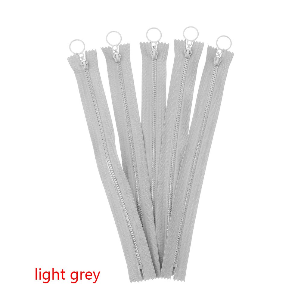 Uds 25cm cremalleras invisibles DIY de Nylon de bobina cremallera para costura Ropa Accesorios anillo de tiro de cremallera Slider la cabeza para DIY de prendas de vestir: light grey
