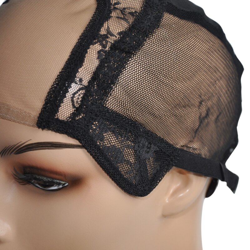 Gorro de peluca con malla de encaje suizo, malla para hacer peluca con correas ajustables, parte en U, 4x4 pulgadas