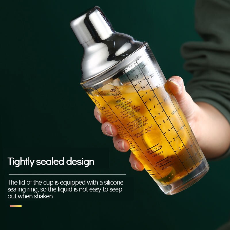 Cocktail Shaker Scale Glass Hand Wine Beverage Mixer Shaker Bartender Fruit Juice Snow Ke Cup Party Bar Tools
