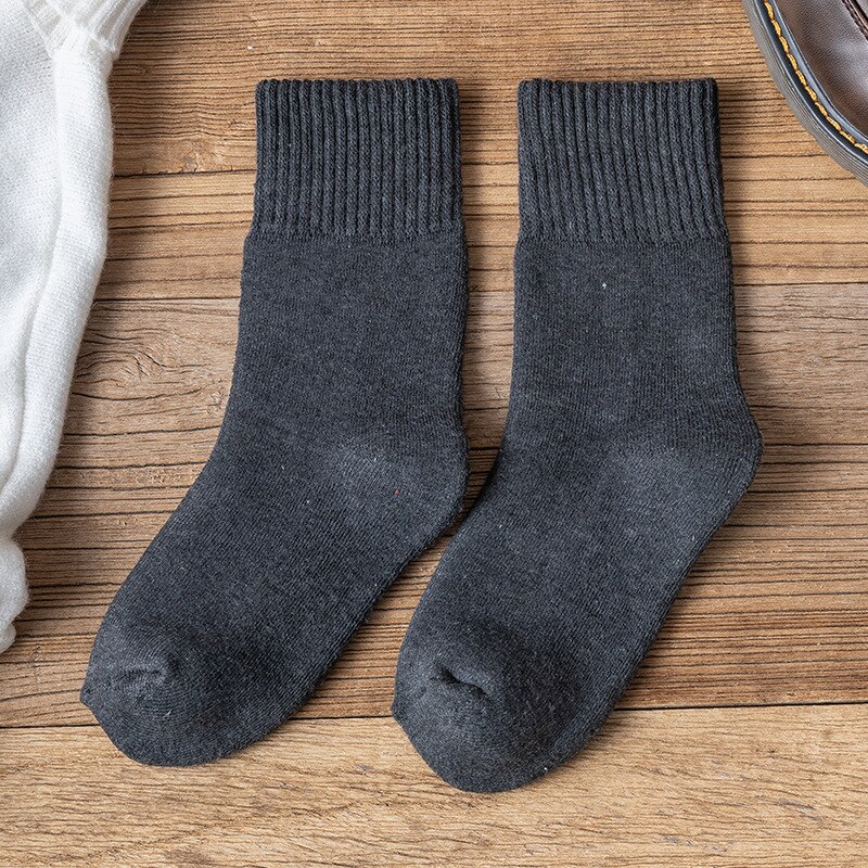 Winter warme damessokken effen kleur badstof dikke sokken dames 1 paar/verpakking: Donkergrijs