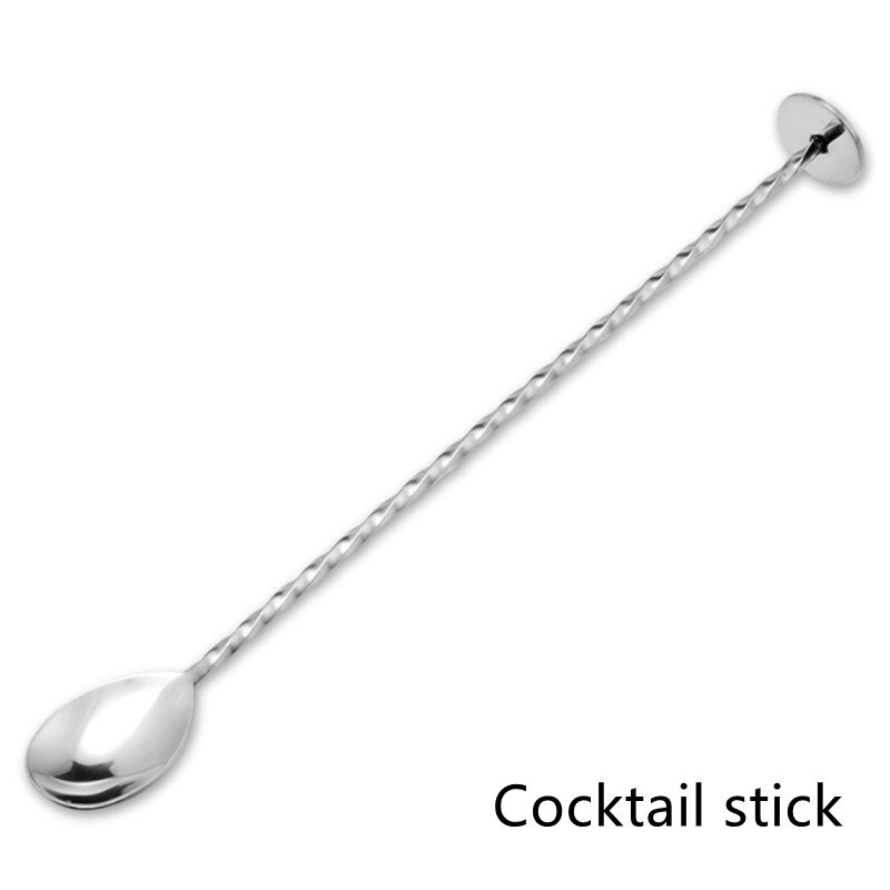 1pc Bar Cocktail Spoon Stainless Steel Cocktail Stirring Rod Spiral Shape Double Head Spoon Kitchen Bar Mixing Spoon Tools