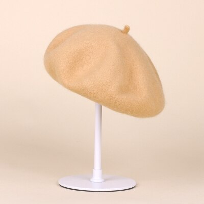 13 farver 100%  australien uld fransk baret hat til kvinder britisk stil ensfarvet pige græskar hatte filt baretter kasketter boina femme: Fs826-3
