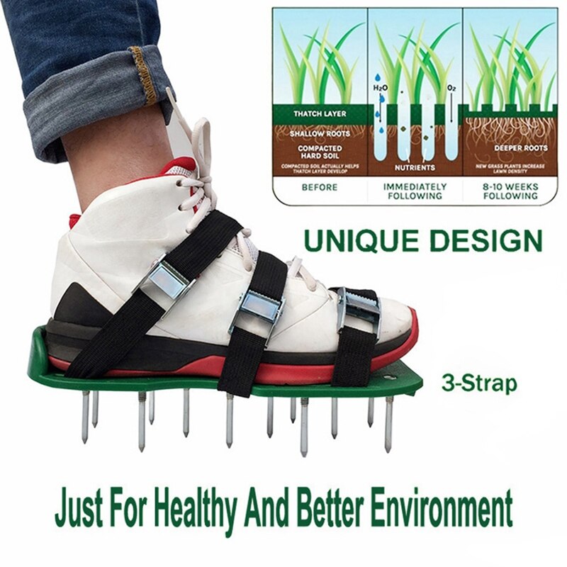 Chaude une paire pelouse aérateur chaussures sandales herbe pointes ongles cultivateur cour jardin outil
