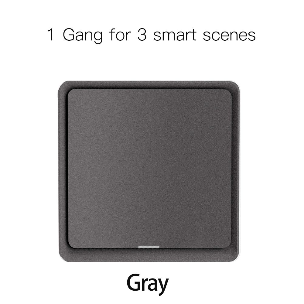 4 Gang Tuya ZigBee Wireless 12 Scene Switch Push Button Controller Battery Powered Automation Scenario for Tuya Devices: 1 Gang Gray