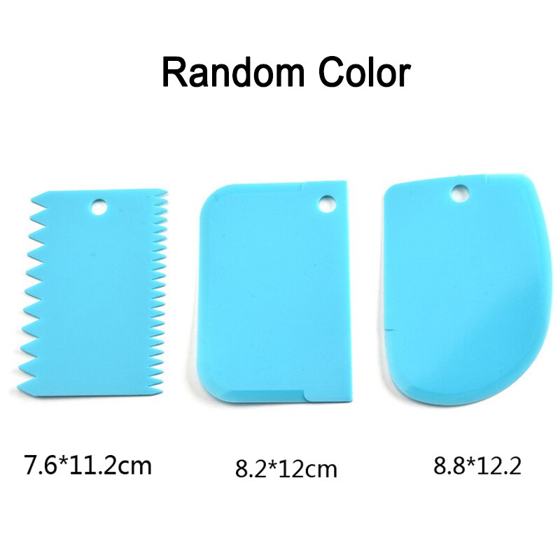 Cake Scraper Smoother Adjustable Plastic Fondant Cake Polisher Edge Smoothing Tool for DIY Cake Bakeware Kitchen Cake Tool: 3PC-random color