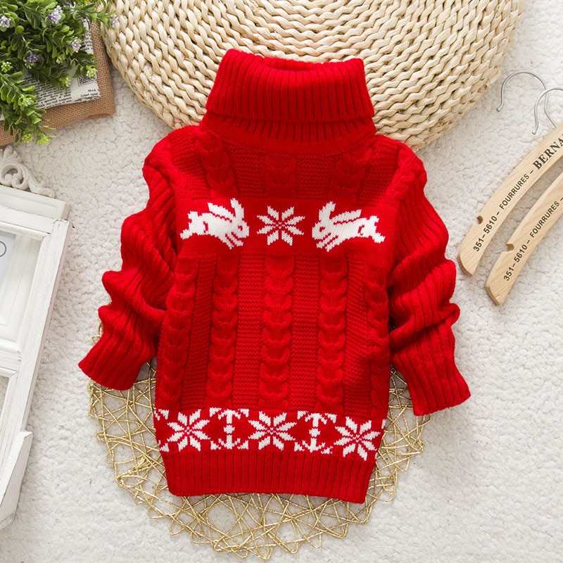 Barn vintergenser turtle neck pullover myk varm baby jenter gutter vinterklær barnegenser høy krage pull noel 2-4t