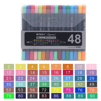M & g 12/18/24/36/48 farver dual-tip akvarel kunst markører kunst til tegning pensel markør pen sæt farve skitse farvede penne: 48 farver
