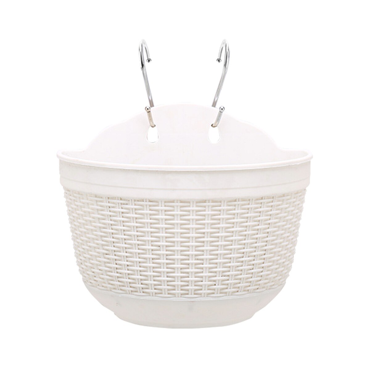 Environment-friendly Wall-mounted Flower Pot Imitation Rattan Weaving Semi Circular Flowerpot for Balcony and Garden: E / Large