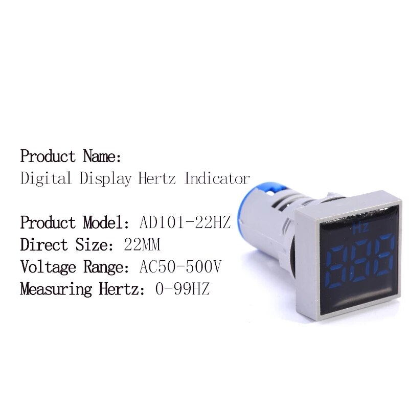 22mm Protective Film 0-99 Hz Measuring Range Digital Display Electricity Hertz Frequency meter Indicator Signal Light Combo Test