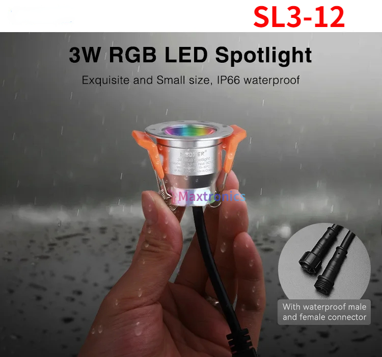 Miboxer 3w mini vanntett led-spotlight 12v ensfarget/dobbelt hvit/rgb/rgbw 2.4g fjernkontroller  ip66 led-downlight dimbar: Foranderlig